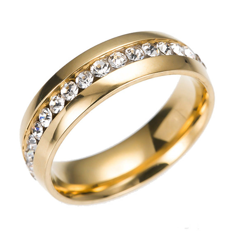 Personalized Fashion Single Row Diamond Ring Stainless Steel
