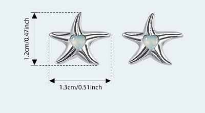 Silver Ziyun Magic Stone Inlaid Starfish Stud Earrings