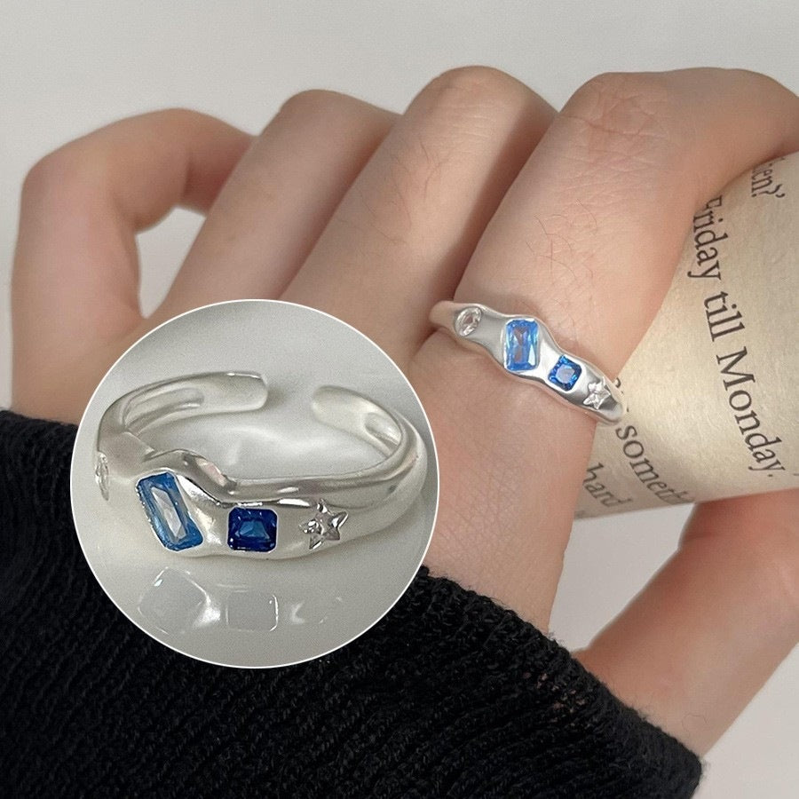 Shiny Geometric Ring Female Fashion Temperament Multi-layer Line Open Ring I