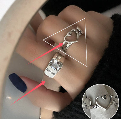 Shiny Geometric Ring Female Fashion Temperament Multi-layer Line Open Ring I