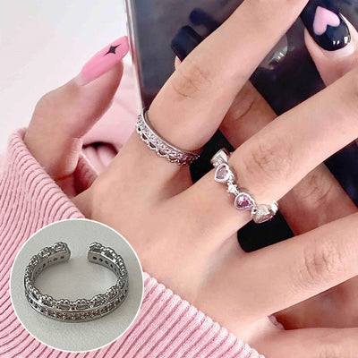 Shiny Geometric Ring Female Fashion Temperament Multi-layer Line Open Ring I