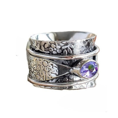 Retro Wide Version Amethyst Rotatable Ladies