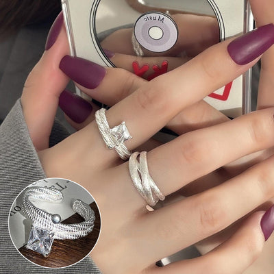 Shiny Geometric Ring Female Fashion Temperament Multi-layer Line Open Ring I