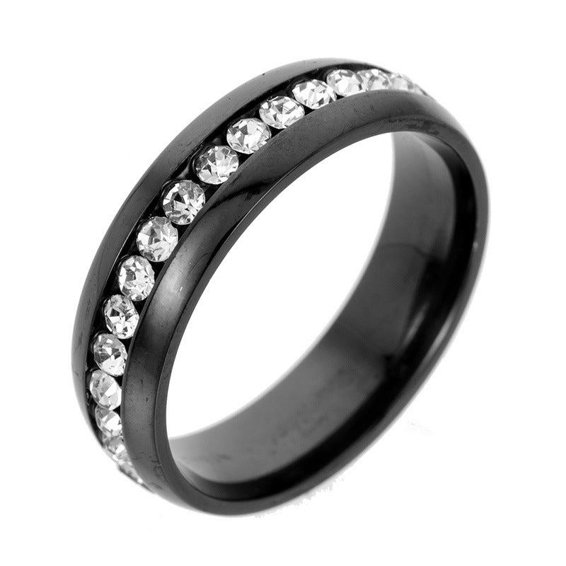 Personalized Fashion Single Row Diamond Ring Stainless Steel