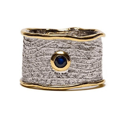 Wide Polka Dot Irregular Sapphire Ring