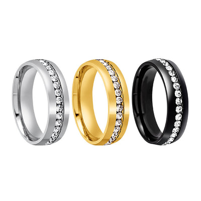Personalized Fashion Single Row Diamond Ring Stainless Steel