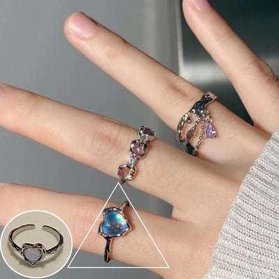 Shiny Geometric Ring Female Fashion Temperament Multi-layer Line Open Ring I