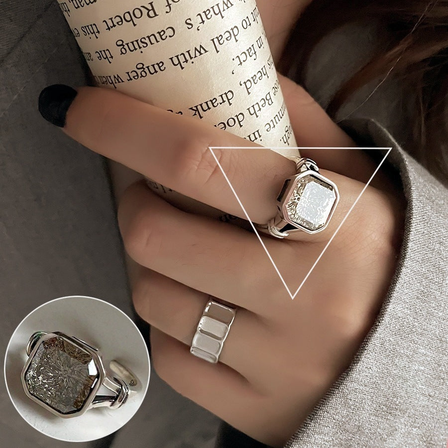 Shiny Geometric Ring Female Fashion Temperament Multi-layer Line Open Ring I