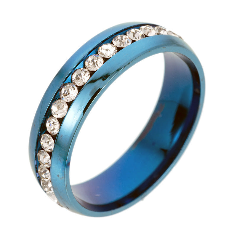 Personalized Fashion Single Row Diamond Ring Stainless Steel