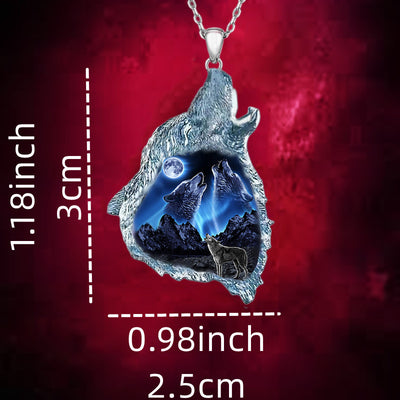 Men's Creative Wolf Howling Pendant Punk Animal Necklace