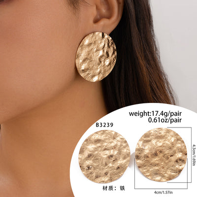 European And American Ornament Exaggerated Corrugated Hemp Surface Round Studs