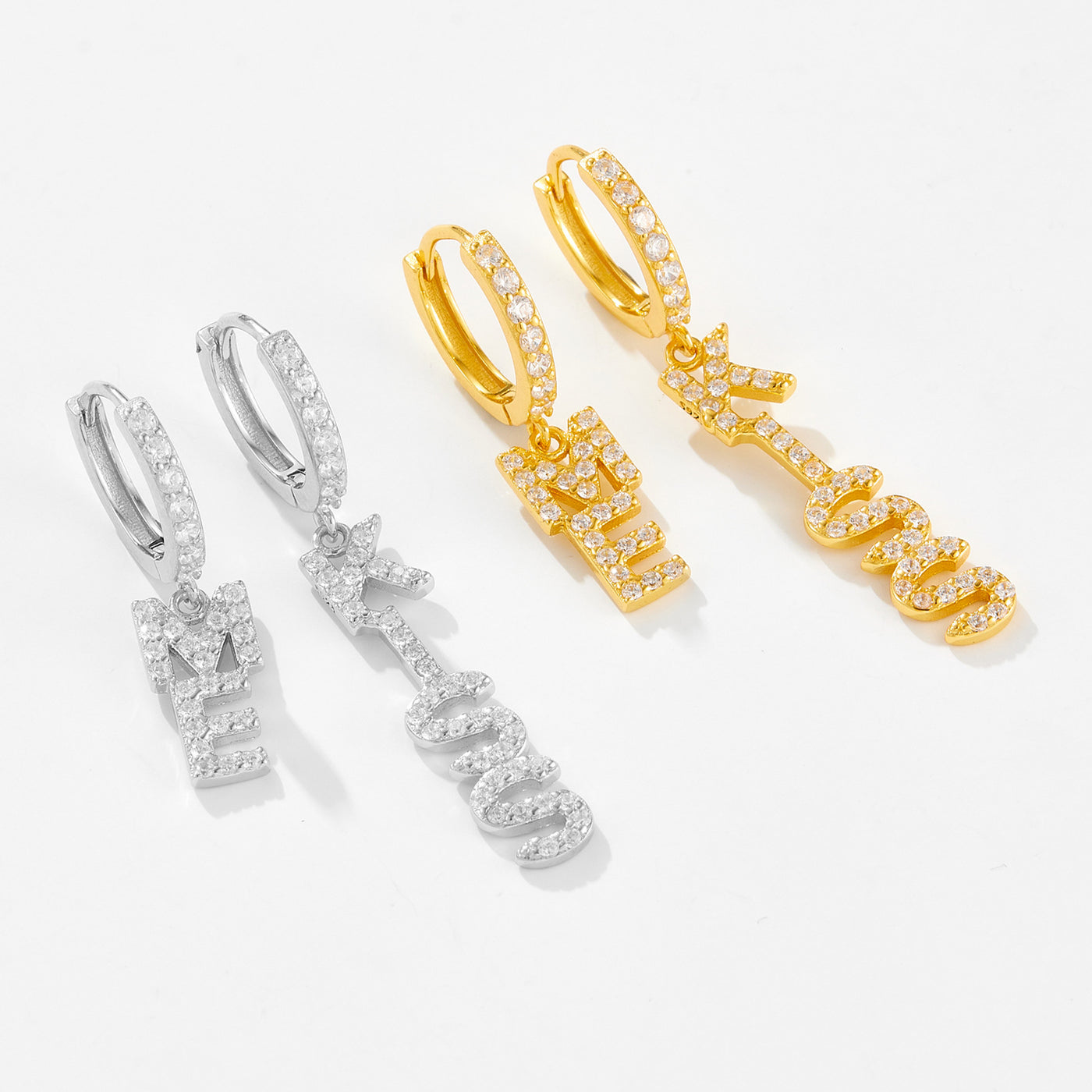 S925 Sterling Silver English Letters Ear Ring