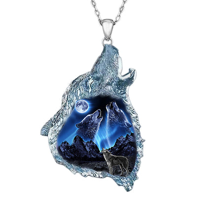 Men's Creative Wolf Howling Pendant Punk Animal Necklace