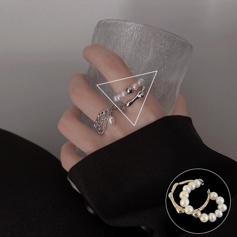 Shiny Geometric Ring Female Fashion Temperament Multi-layer Line Open Ring I