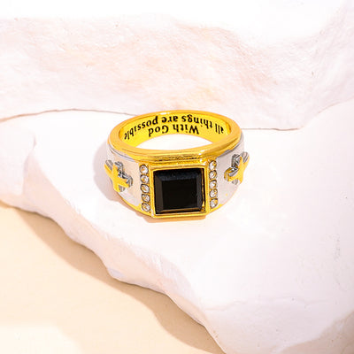 European And American Diamond Cross Alloy Ring