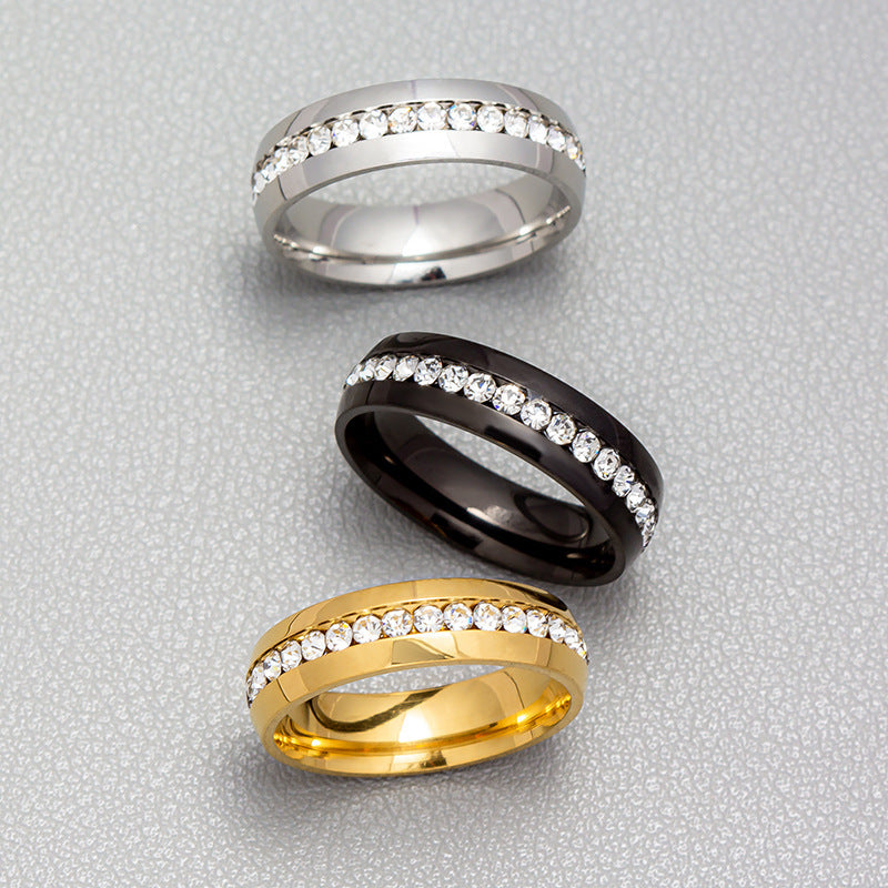 Personalized Fashion Single Row Diamond Ring Stainless Steel