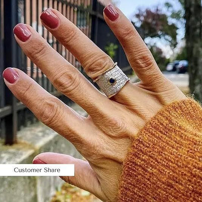 Wide Polka Dot Irregular Sapphire Ring
