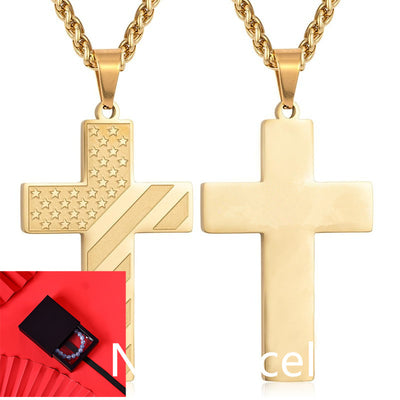 Cross Flag Necklace Letters High Sense Hip Hop